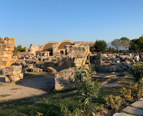 Hierapolis Ancient City Ruins in Pamukkale Ruins of the ancient city of Hierapolis in Pamukkale Denizli Turkey