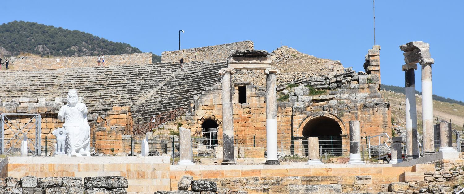 Hierapolis Theatre Ruins in Pamukkale Hierapolis ancient theatre ruins in Pamukkale archaeological site Turkey