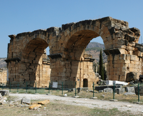 Triumphal Arch of Hierapolis Ancient City Triumphal arch ruins in the ancient city of Hierapolis in Pamukkale Turkey