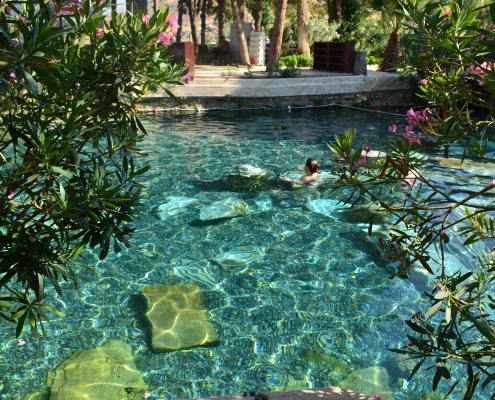 Cleopatra Antique Pool in Hierapolis Pamukkale Cleopatra Antique Pool thermal spring in Hierapolis Pamukkale Turkey